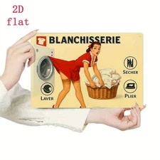 Vintage Laundry Worker Tin Metal Sign French Country Retro Wall 8x12 