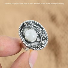 Crown Chakra Rainbow Moonstone Stone 925 Sterling Silver Promise Birthday Ring