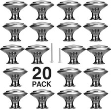 20 Pack Kitchen Cabinet Knobs, Brushed Nickel, 30mm, Silver, Round, Drawer Kn...