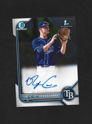 2022 Bowman Draft Ryan Cermak Chrome Auto CDA-RCK Tampa Bay Rays