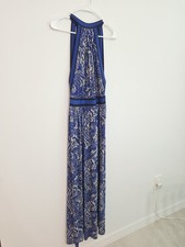 Michael Kors MK Halter Maxi Dress Black Blue Paisley Floor Length Size 2