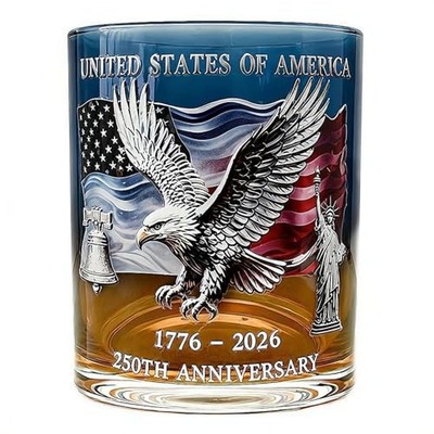 250th Anniversary Whiskey Glass 1776-2026 Patriotic Bourbon Tumbler