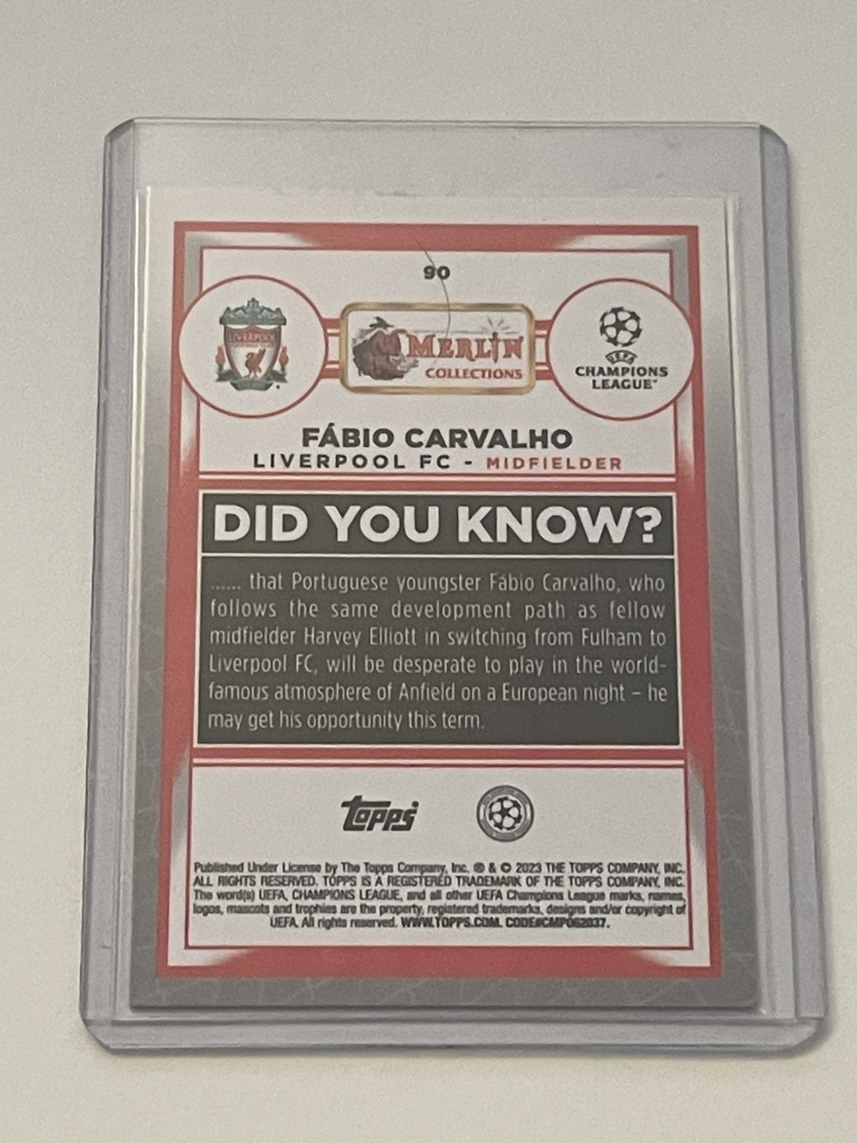 2022-23 Topps Merlin UEFA Club Competitions #90 Fabio Carvalho (RC) - Aqua Prizm view 2