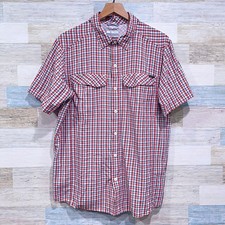 Columbia Short Sleeve Silver Ridge Hiking Shirt Gray Red Plaid AM7429 Mens Large