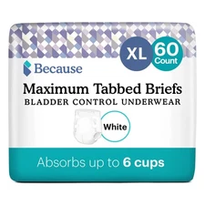 Adult Briefs Adjustable Unisex Disposable Underwear White, Large, 18 Count