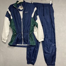 Vintage Nike Windbreaker Tracksuit 90s Color Block Blue White Green Medium 8-10