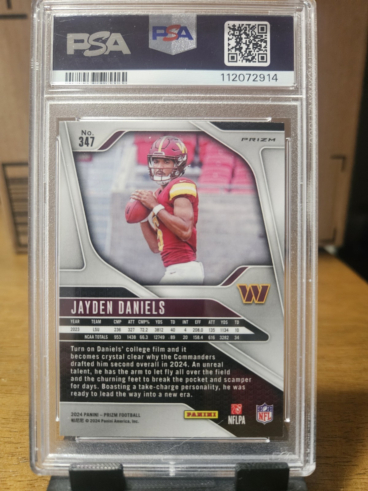 2024 Panini Prizm Jayden Daniels Orange Disco Prizm PSA 9 Mint (RC) view 2