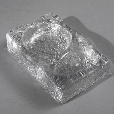 Large vintage molded crystal ashtray, Scandinavian design, Kosta Boda...