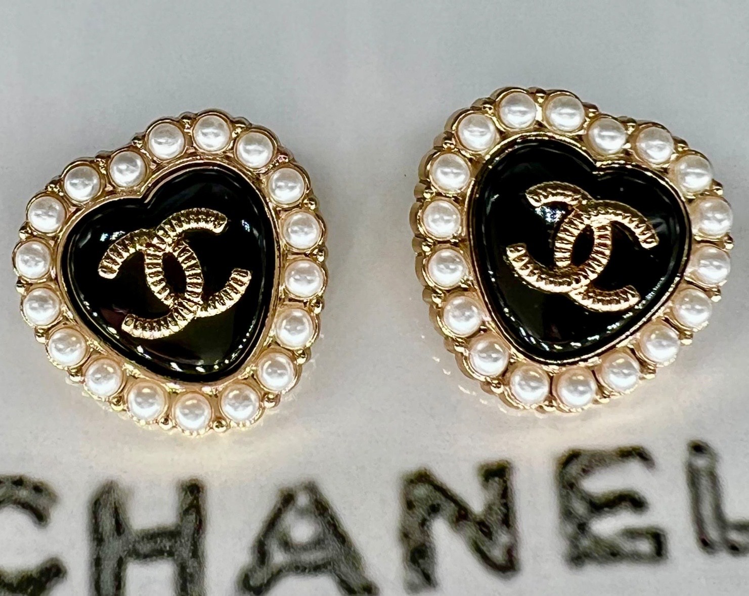 Oro Negro Set 4 Botones Chanel CC Botones de Repuesto 22x23mm Botones Estampados
