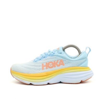 Hoka One Damen Bondi 8 Wide Sneaker Blau Gelb Weiß Mesh Laufschuhe EU 36 2/3
