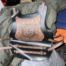 Viking Faux Leather Black  Brown Armor embossed with Viking design cosplay