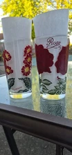 ⚘️2 Vintage Boscul Peanut Butter Glasses 5" ROSE & PRIMROSE