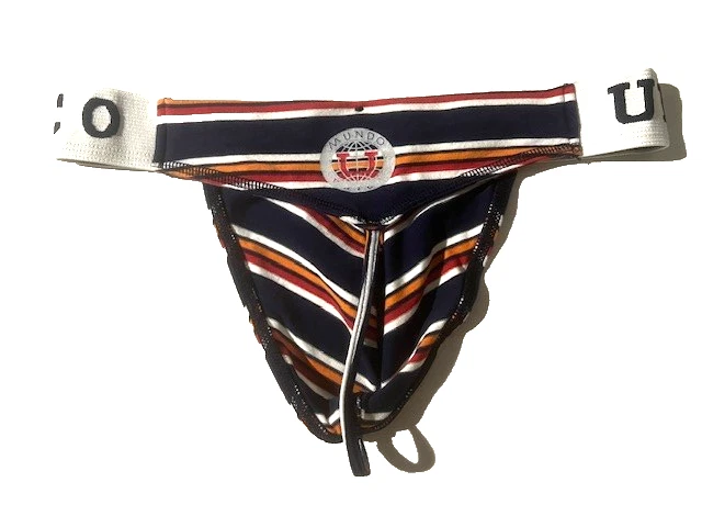 New MUNDO UNICO Mens Striped Cotton String Thong Bikini Brief Underwear sz L - Image 2 of 4