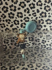 Beaded Cow Print Badge Reel ID Holder with Blue Clip