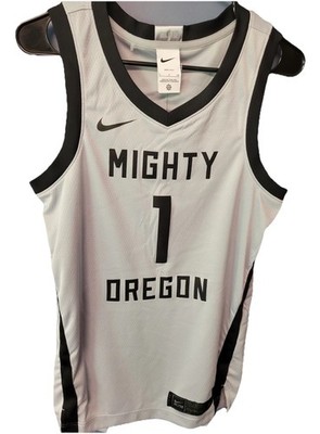 Nike Mighty Oregon Ducks Gray/Black Jersey Dri-Fit Stitched #1 Mens Size S $110