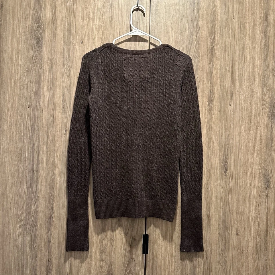 Suéter Henley Vintage Y2K Abercrombie Marrón Tejido con Cable Mezcla Angora Talla L Foto 2 de 3