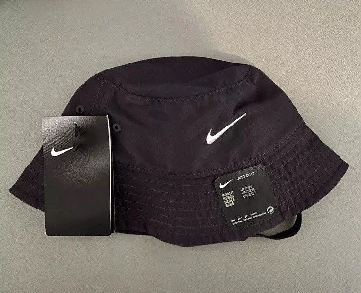 New NIKE Child Toddler Unisex Bucket Hat Black UPF 40+ Swoosh