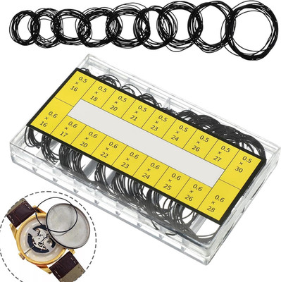 180 Pcs O-Ring Watch Gasket Kit 16-30mm Rubber Waterproof Back Case Seal Set