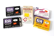 Lot of 5 VTG Rit Dyes (2 Black, 1 Golden Yellow) Rit Color Remover Dylon Tea Dye