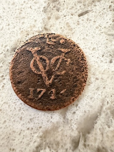 1744 Dutch East India Company Copper Coin - 1st NY Penny - Shipwreck Sea Salvage