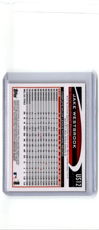 2012 Topps Orange Jake Westbrook 004/210 St. Louis Cardinals #US12 - Image 2 of 2
