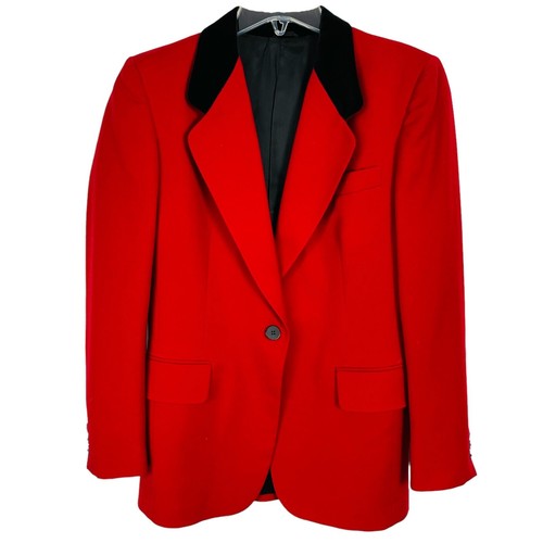 Vintage Freedberg Crawford Blazer Jacket Womens 4 Red 100% Wool Equestrian USA