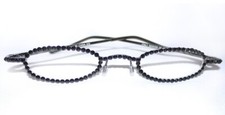 NEW OVAL SLIM READING GLASSES W/ CASE BLACK READERS MADE WITH SWAROVSKI CRYSTAL