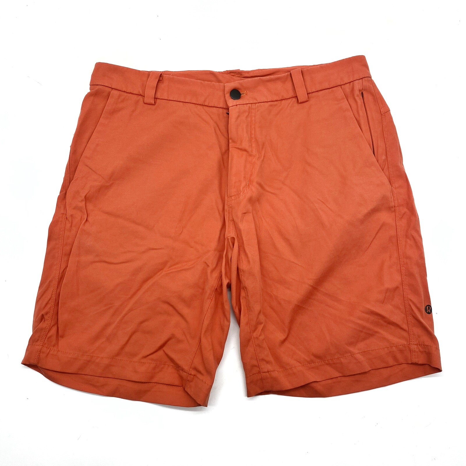 Lululemon Mens Commission Chino ABC Orange Shorts Siz… Gem
