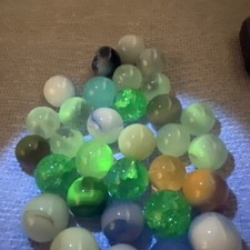 30 Glow in the Dark Glass Marbles Lot Assorted Colors