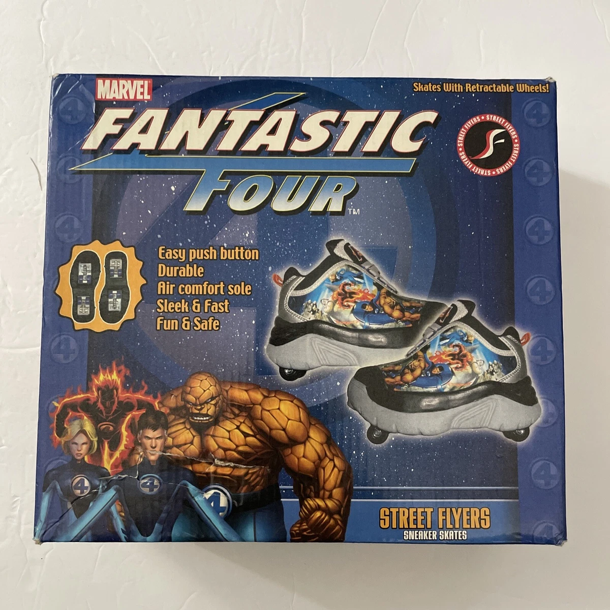 Marvel Fantastic Four Street Flyers Youth Size 1 Black Blue Sneaker Skate Shoes