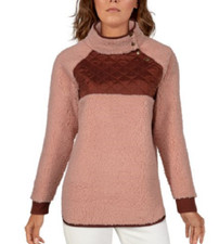 NEW Natural Reflections Sherpa Snap Long-Sleeve Mock-Neck Pullover Small