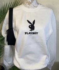 PLAYBOY Embroidered Crewneck Sweatshirt White - Size XL
