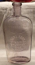 MEDA BROS. STAMFORD CONNECTICUT HONEST PINT STRAP SIDE SUN COLORED WHISKEY FLASK
