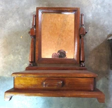 Antique Mahogany Tabletop Dressing/Shaving Mirror With Drawer & Swing Mirror