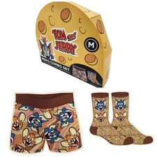 Tom & Jerry Boxer Briefs + Crew Socks GIFT BOX, Men's Size M, L, Boxers L23 MP