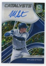 Myles Straw 2021 Panini Spectra Catalysts Auto Autograph Splatter Prizm #2/8