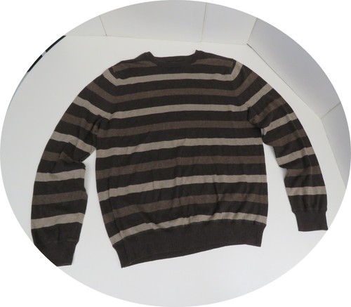 NWOT Mens Sweater Shirt SZ XL Sonoma Cotton Soft Brown Stripe Pull Over Clothing