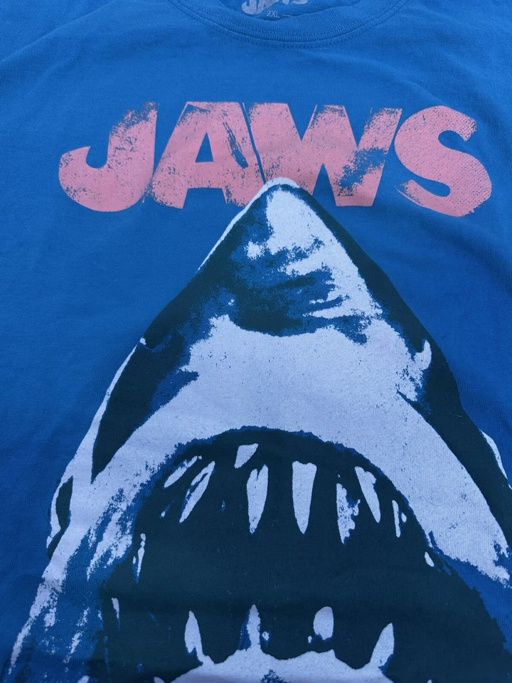 Jaws From Below T Shirt Licensed Shark Movie Retro Tee Classic New Royal Blue - Image 3 of 4