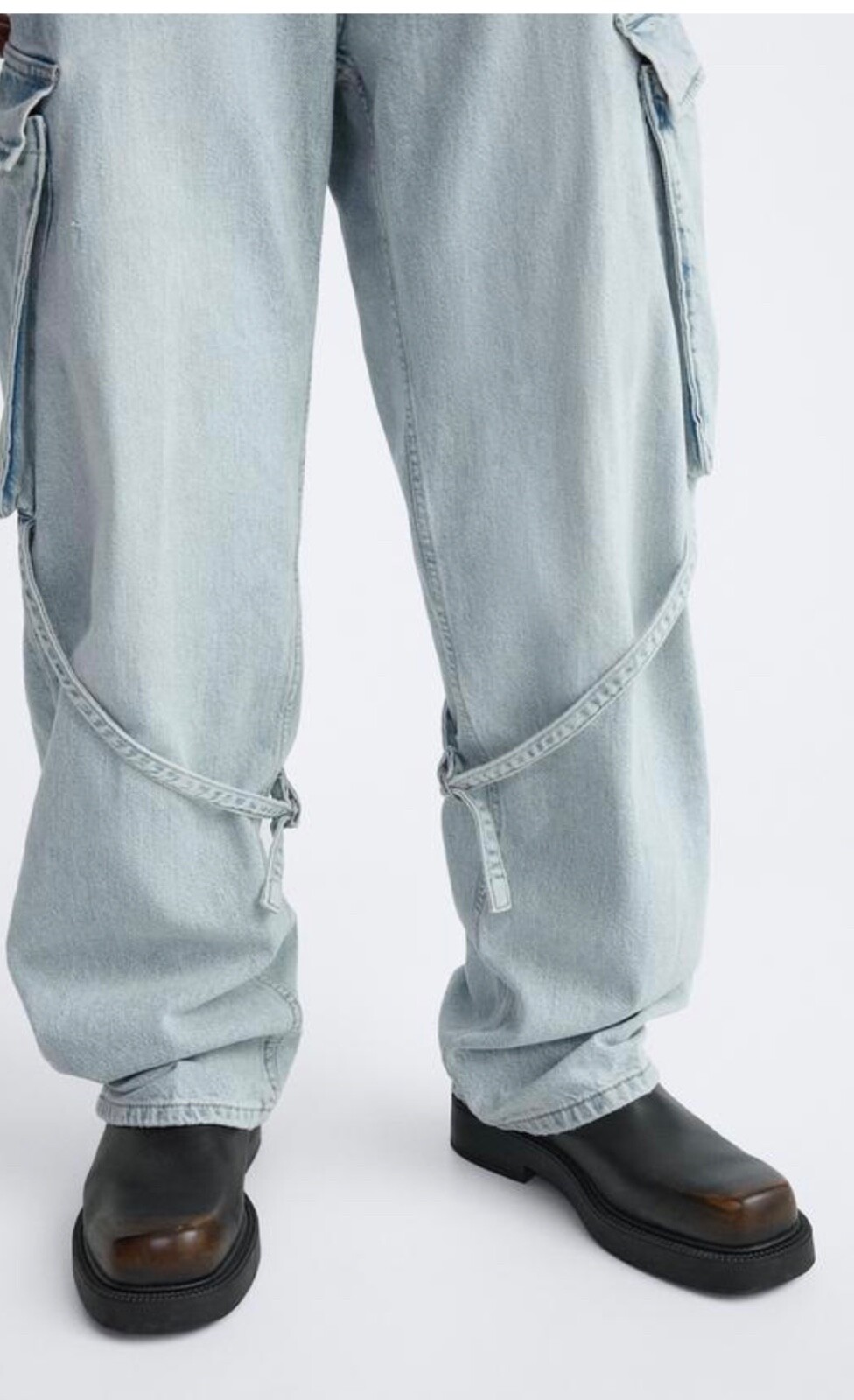 ZARA DENIM CARGO JEANS BNWT LIGHT BLUE 31 image 3