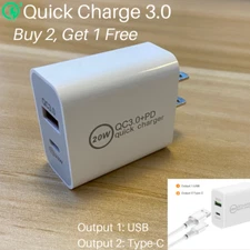 For iPhone 15 14 13 12 11 XR 8 20W PD Fast Wall Charger QC 3.0 USB Power Adapter