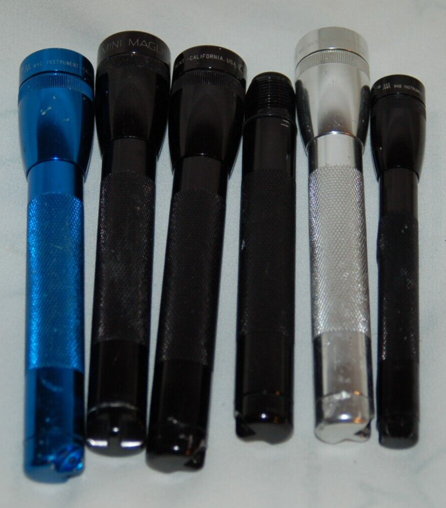 LOT OF 6 NON-WORKING MAGLITE MINI MAGLITES PARTS REPAIR READ DETAILS