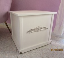 CASSAPANCA IN LEGNO BAULE SMALTATA DECORATA CON RUOTE POITRINE TÓRAX