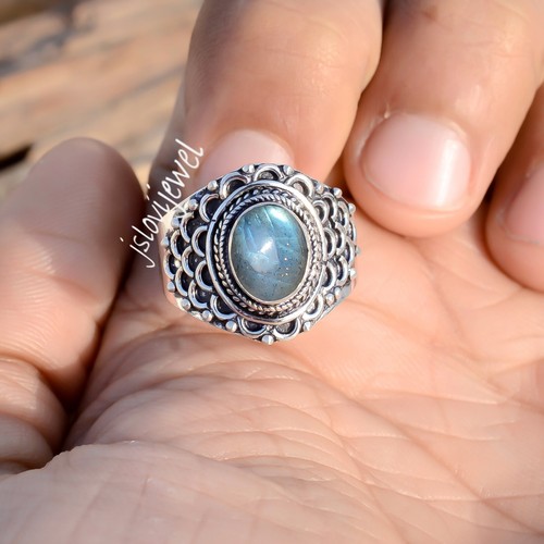 Labradorit Blau Feuer Edelstein 925 Sterling Silber Ring Schmuck für Jedermann Geschenk - Bild 4 von 6
