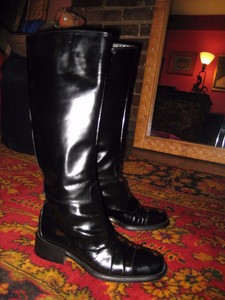 prada riding boots black