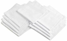 WHITE PURE SOFT COTTON PLAIN HANKIES HANDKERCHIEF FOR MEN'S