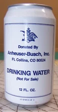 Drinking Water 12oz Aluminum Can 1993 Donated by Anheuser Busch Ft. Collins, Co