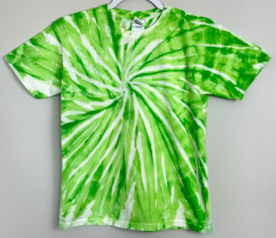 Custom Handmade Tie Dye T-Shirt, Spiral Tie Dye Short Sleeve Tee, Youth Large