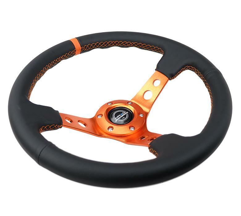 NRG Innovations RST-006S-OR 350mm 3" Deep Dish 3-Spoke Cutout Holes Steering Wheel With Horn Button, 6-Bolt X 70mm, Black/Orange : Buy Online At Best Price In KSA - Souq Is Now - Foto 6