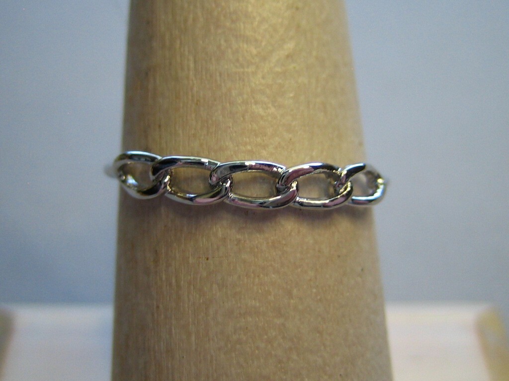 STERLING SILVER CHAIN STACKABLE BAND RING - Size … - image 1