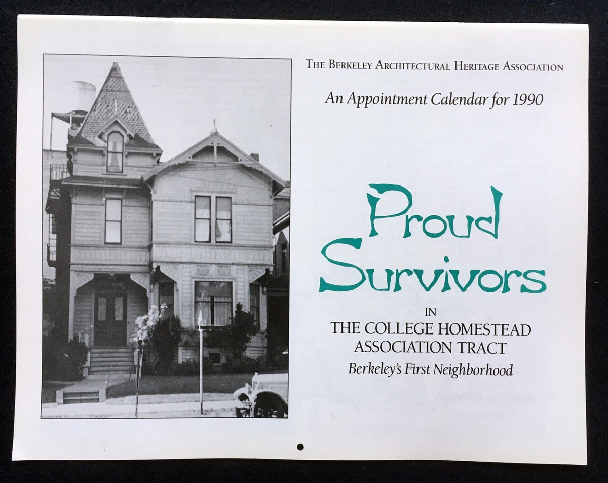 Vintage 1990 Berkeley Architectural Heritage Proud Survivors Wall Calendar  | eBay